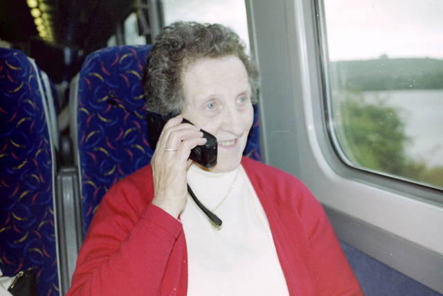 Granny on Sean's mobile phone on the train